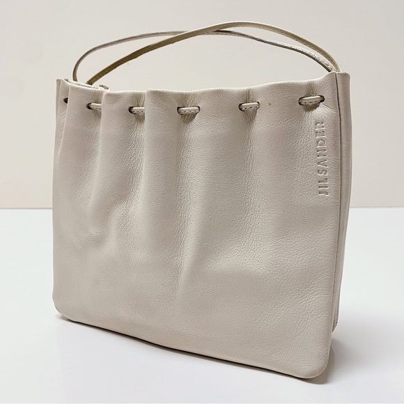 Jil Sander Mini Lambskin Leather Ivory White Drawstring Dumpling Bag Italy - Picture 7 of 12
